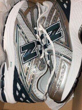 New Balance Kids Silver and Teal Athletic Sneakers